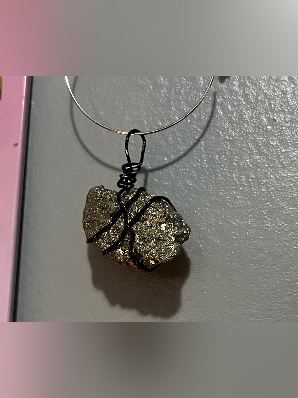 🖤✨Pyrite Black Wire Wrap Pendant